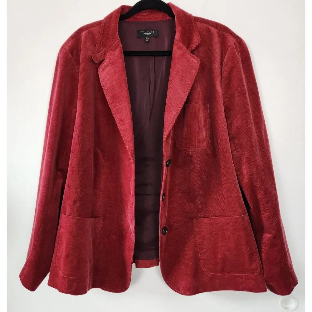 Talbots Woman Red Corduroy Blazer, Size 22W, Washable, Preppy, Business Casual - Picture 3 of 8
